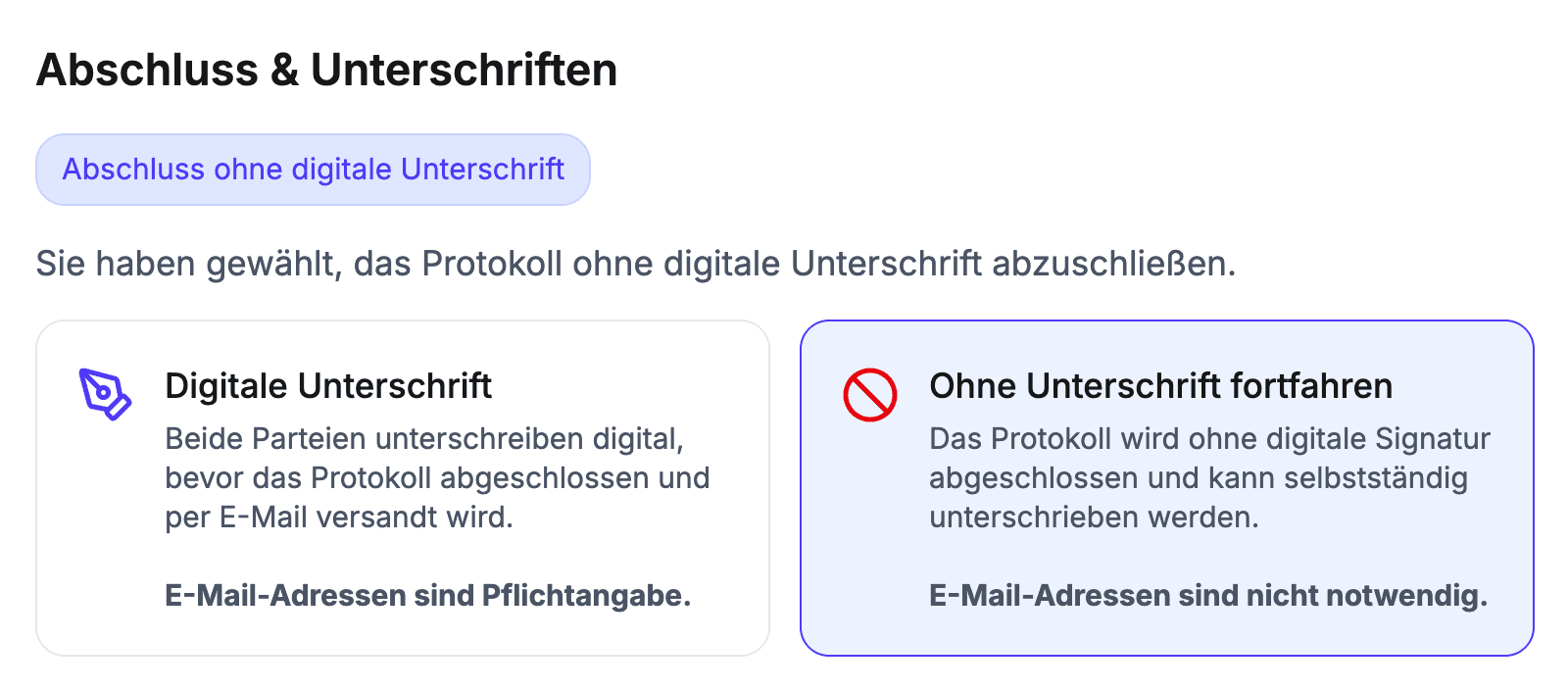 Digitales Wohnungsübergabeprotokoll per App & Software: Wahlweise mit digitaler Unterschrift oder ohne Unterschrift.